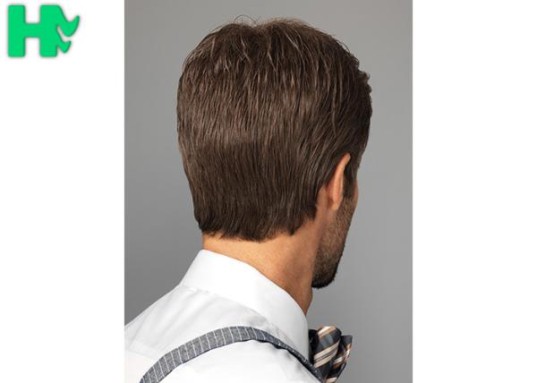Bright Silky Straight Men Hair Wig With Normal Lace Cap Construction