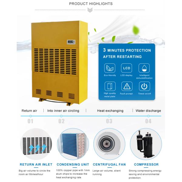 168L-480L Best Quality Hotels Hose Drainage Air Greenhouse Commercial Portable Industrial Dehumidifier