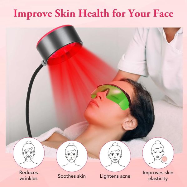 Red Light Therapy Lamp with 660nm+850nm Wavelengths, Adjustable Height and Remote Timer for Home Use