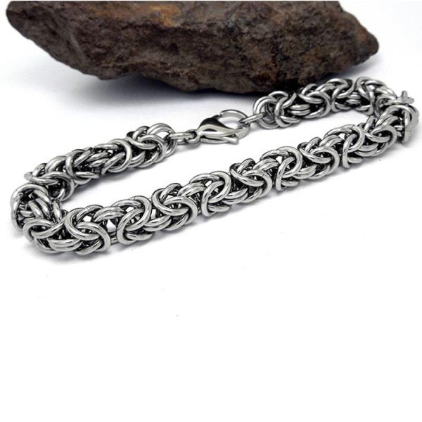 Men's and Women's Titanium Stainless Steel 8mm Byzantine Chain Bracelet (JCE367)