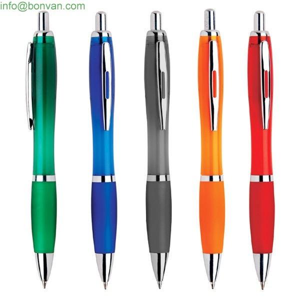 Cheap Wholesale Curvy transparent Promotional Ball Pen, plastic contour pen