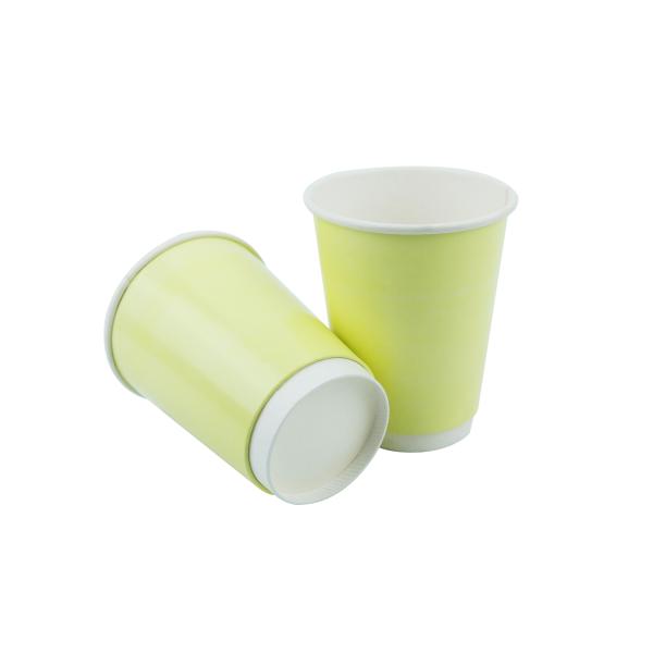 8 12 16 OZ Double Wall Paper Cups Heat Resistant With Round Smooth Rim
