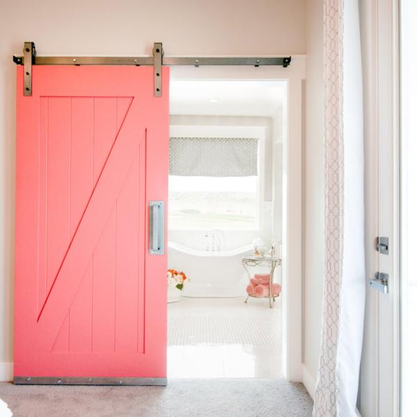 Modern HDF Barn Internal Wooden Sliding Doors 214cm 6 Layers PU Painting