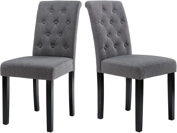 Button Tufted 	Upholstered Kitchen Chairs Fabric Dining Room With Solid Wood Legs