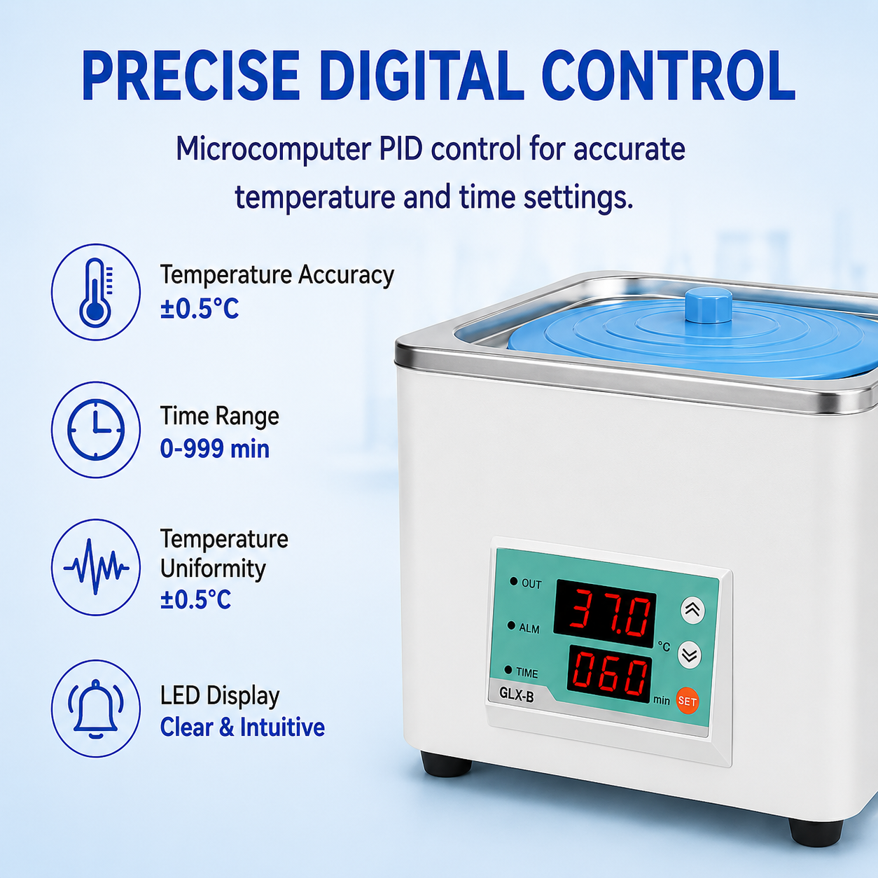 Compact 1-Hole Thermostatic Water Bath 160x160x130mm Chamber for Medical Lab Sample Heating and Education