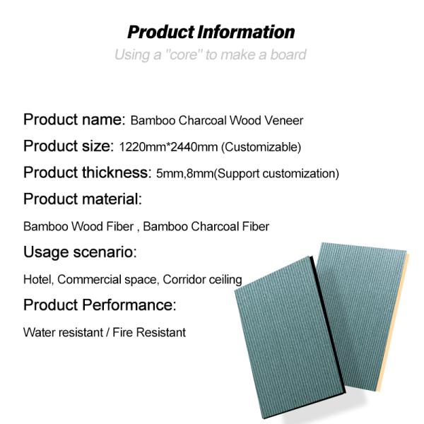 Nouvelle tendance en bambou charbon bois placage imperméable à l'eau et à l'humidité planche de décoration intérieure pour les plafonds de couloir