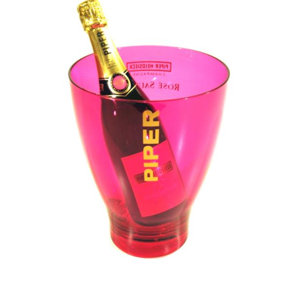 Piper Heidsieck Vintage Plastic Champagne Ice Bucket Red Purple Transparent 1980s