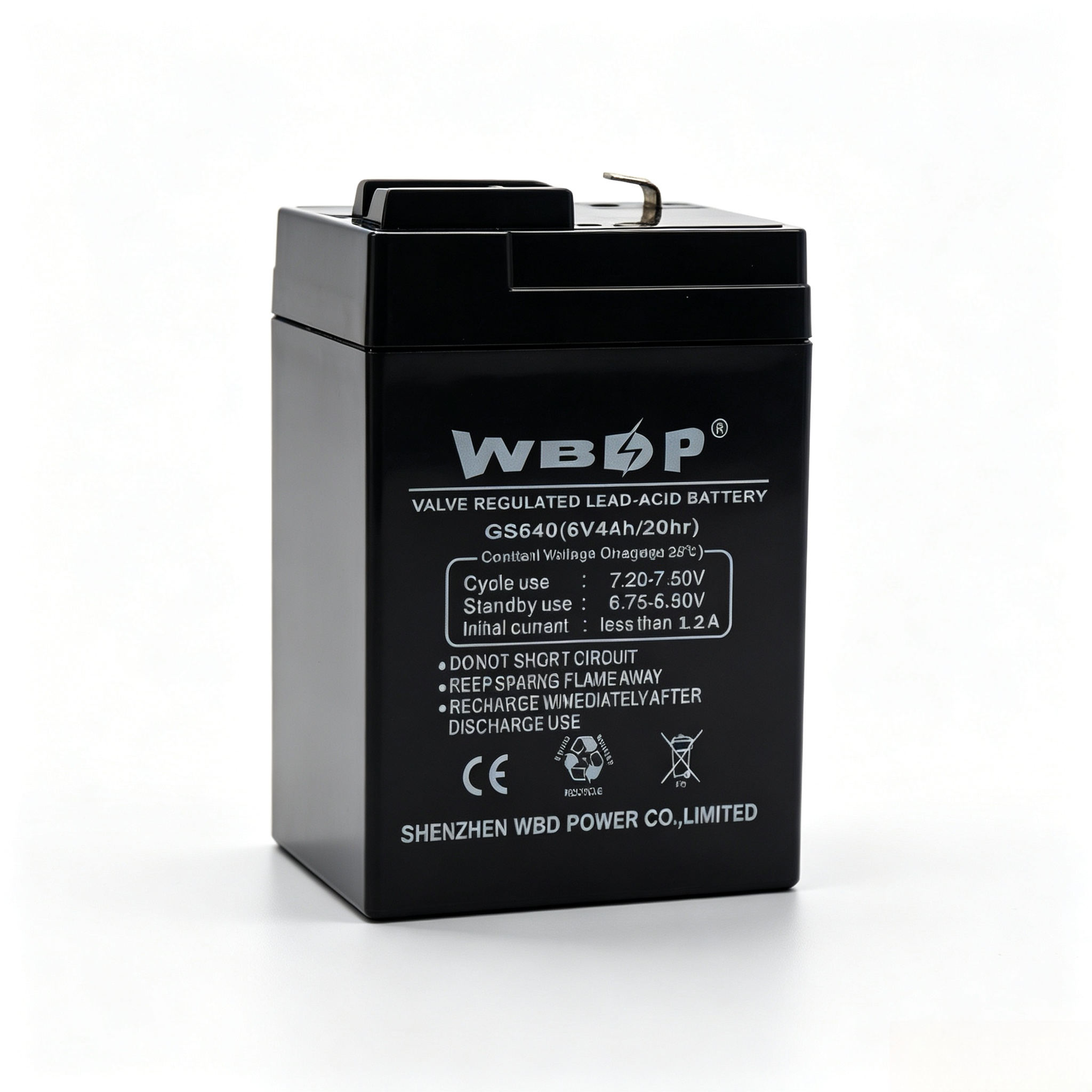 Multipurpose 6V 4Ah Lead Acid Battery Compact AGM Sealed Battery Low Discharge Rate
