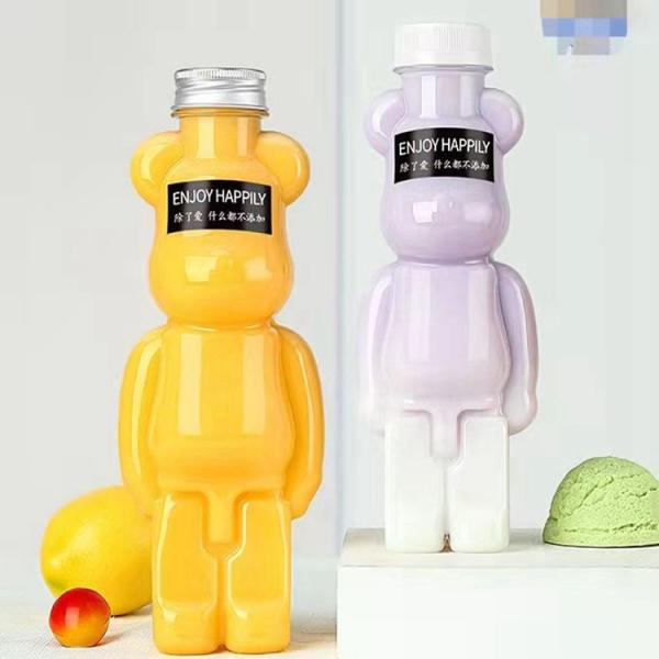 Bear Plastic Screw Bottles For Juice Bubble Tea Voss Black 100ml