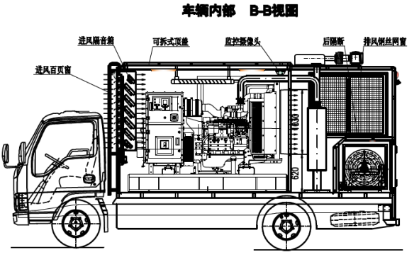 3360mm Wheelbase 70KW Power Supply Vehicle With Fuel Generator