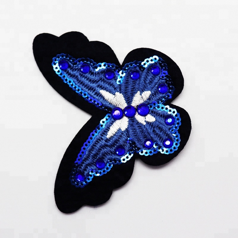 Customizable Mini Butterfly Sequin Embroidery Patches Handmade Design for Blouses and Clothing Customization