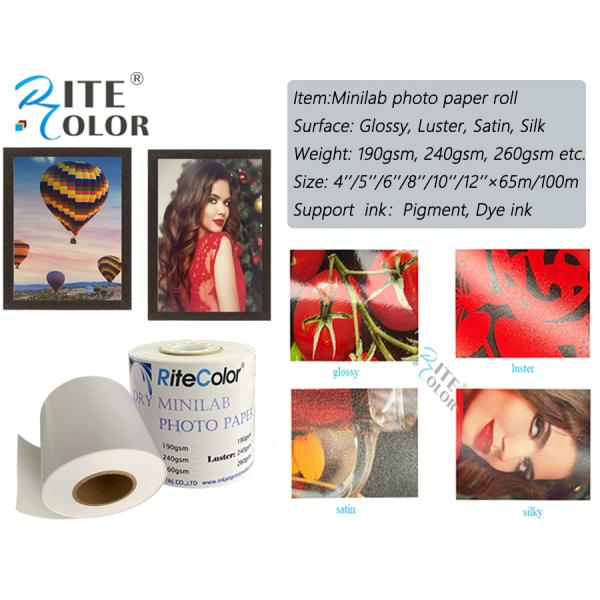 Digital Inkjet Printing Glossy Photo Paper Roll Resin Coated Waterproof 260gsm