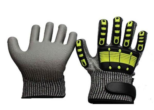 Industrial Impact Cut Proof Work Gloves TPR Back Knitted Wrist Cuff