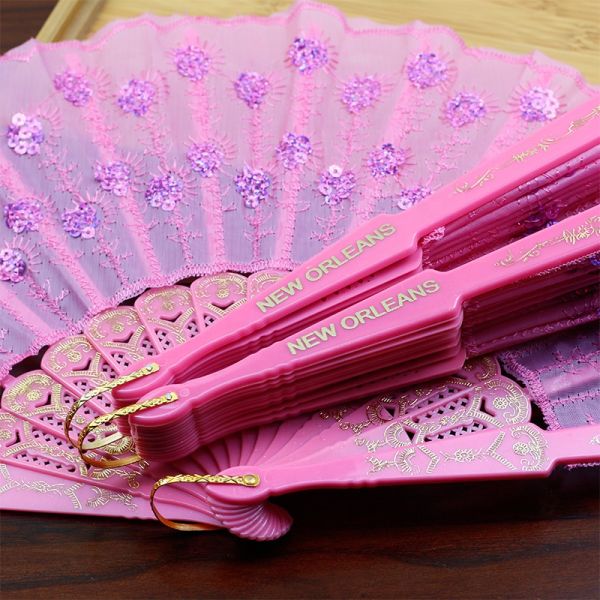 [i Am Your Fans] Sufficient Stock! Wholesale Personalized Printing Text on Handle  Plastic Palliet Hand Fan