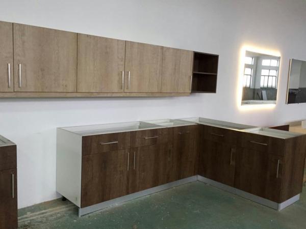 Wood grain MFC kitchen cabinet,Modern kitchen furniture,Kitchen design,L-shape cupboard