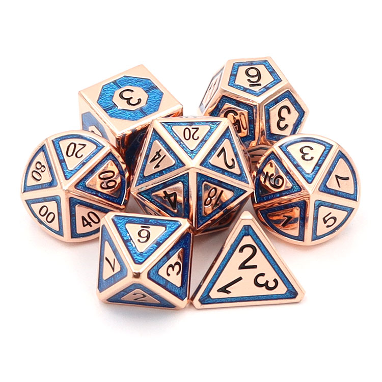 Customizable Logo Zinc Alloy Metal Dice Set 14-20mm Size 7-Piece Polyhedral Dice for RPG Games