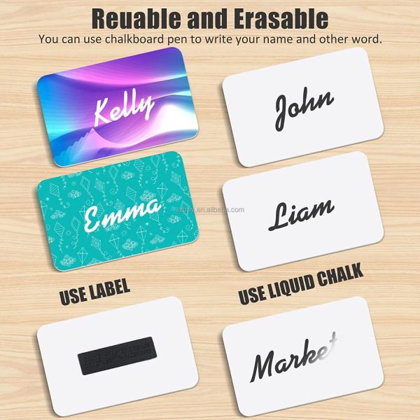 Wholesale Custom Design Logo White Reusable Magnetic Plastic Name Tag Badge
