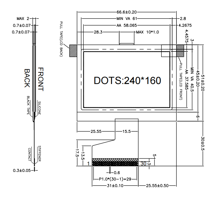 2.9 Inch Transparent Dot Matrix LCD Display with UC1611S Drive IC for POS Terminals and Industrial Control