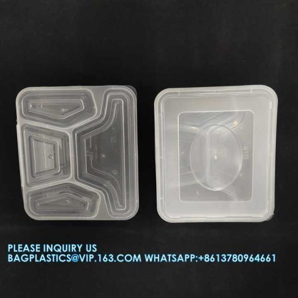 4 Compartment Disposable Meal Prep Container Microwave Lunch Fast Food Pp Takeaway Food Packaging Boxes