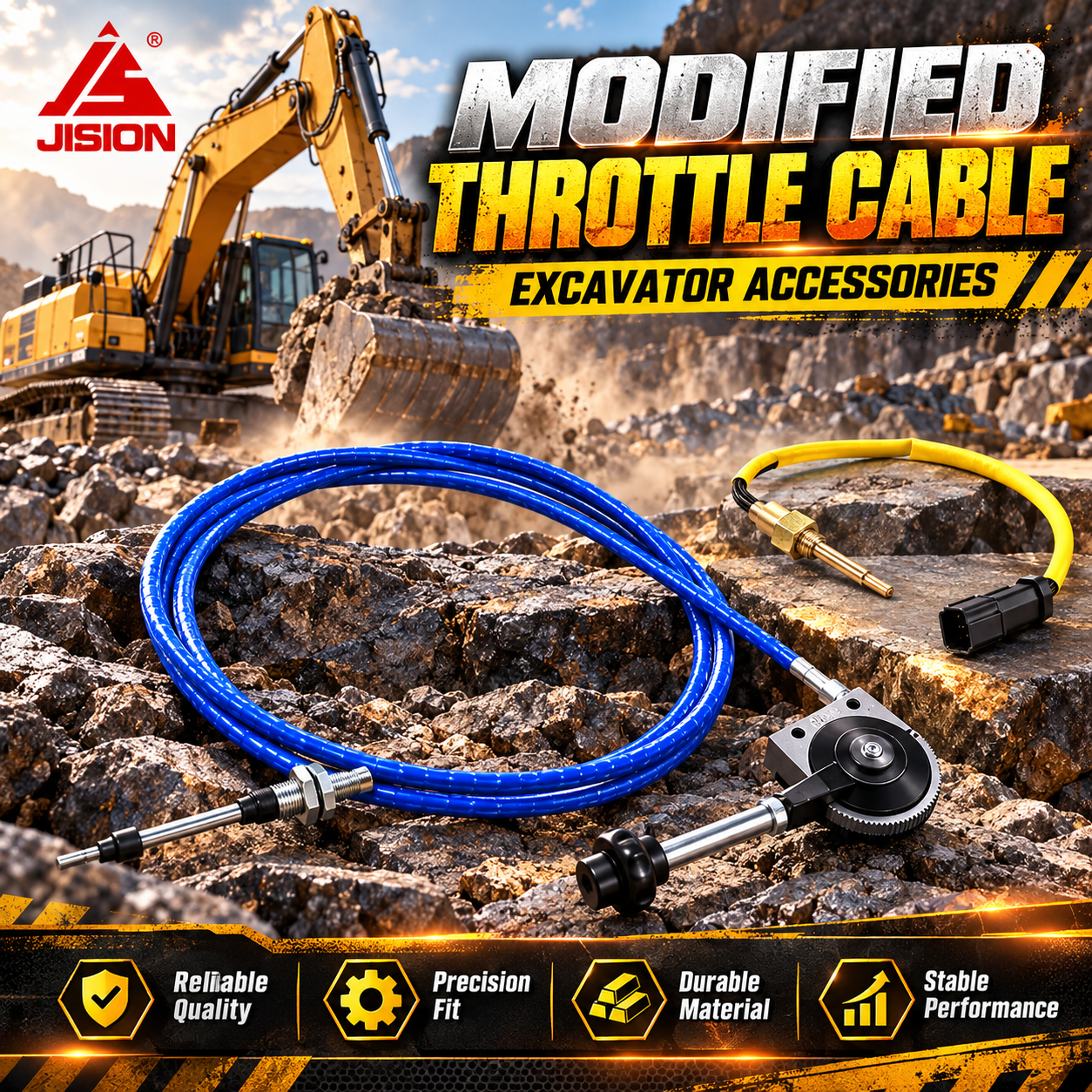 Modified Excavator Throttle Cable Assembly | Engine Throttle Control Cable Replacement Parts | JISION