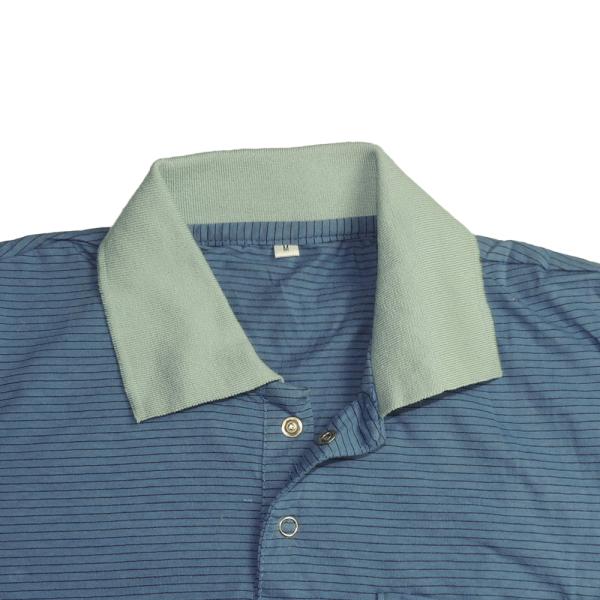 Light Blue 96% Polyester 5mm Strip Short Sleeve ESD Smock