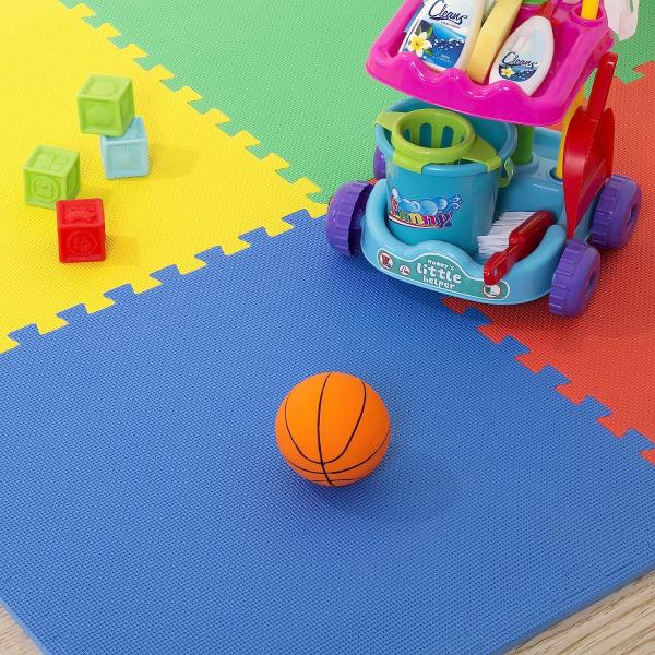EVA Foam Mat Tiles - Interlocking Padding for Garage, Playroom, or Gym Flooring - Workout Mat or Baby Playmat