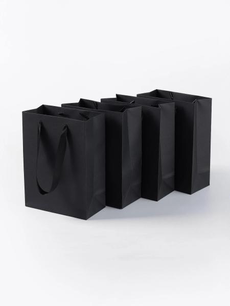Custom Patterned Black Gift Paper Bag For All Occasions Offset/Flexo Printed