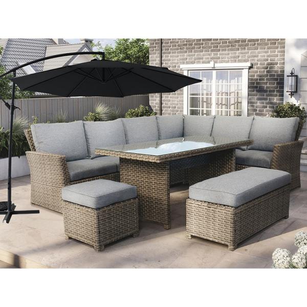 Stool Size L.44 X W.44 X H.41cm AJUNION PE Rattan Garden Set for Your Outdoor