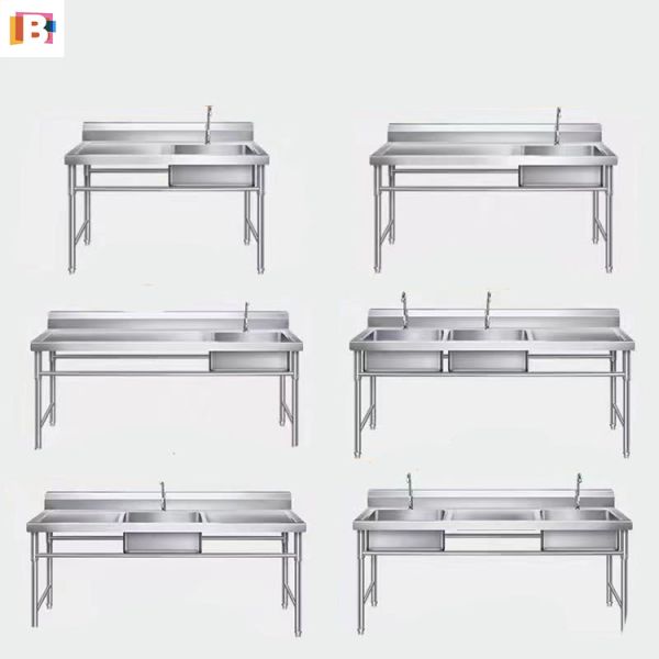 Restaurant Stainless Steel Catering Sink 304SS Commercial Double Sink