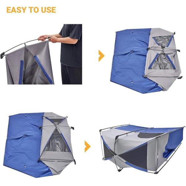 2.11*1.07*2.13M Синий водонепроницаемый полиэстер Instant Pop Up Privacy Tents с полным покрытием Zippered Door And Windows