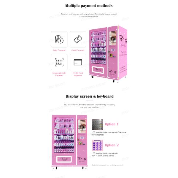Zhongda LED Lash Lipgloss Vending Machine Cosmetic Vending Machine with Customized Design