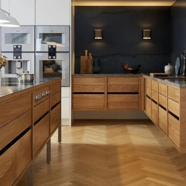 Customized Modern Luxury Modular Kitchen Cabinet Lacquer Wood Grain Kitchen Cabinet