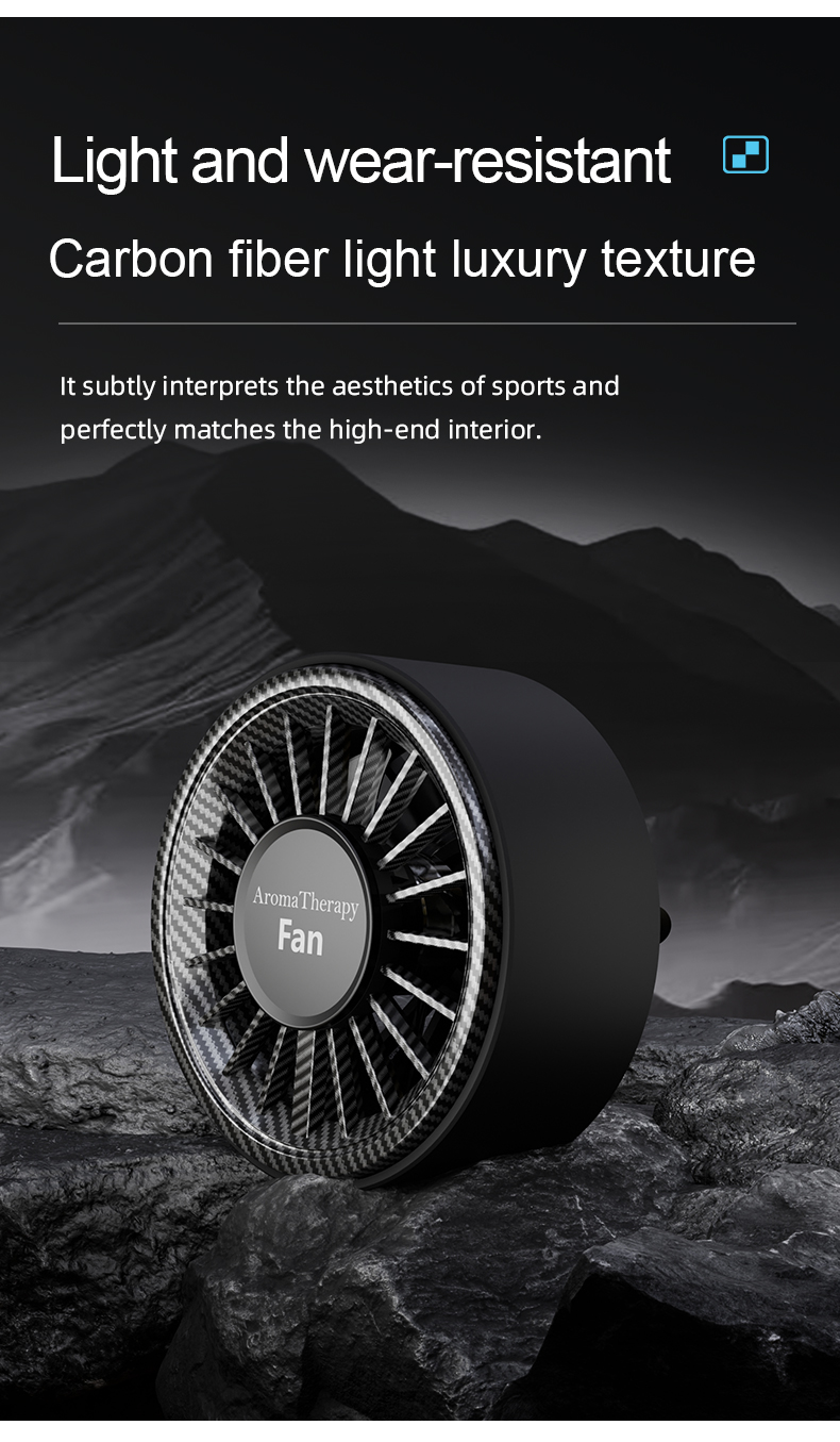 FUSMLI Electric Type-C Colorful Angle Adjustment Carbon Fiber Design Luxury Texture Car Vent Portable Fan with Silent Operation
