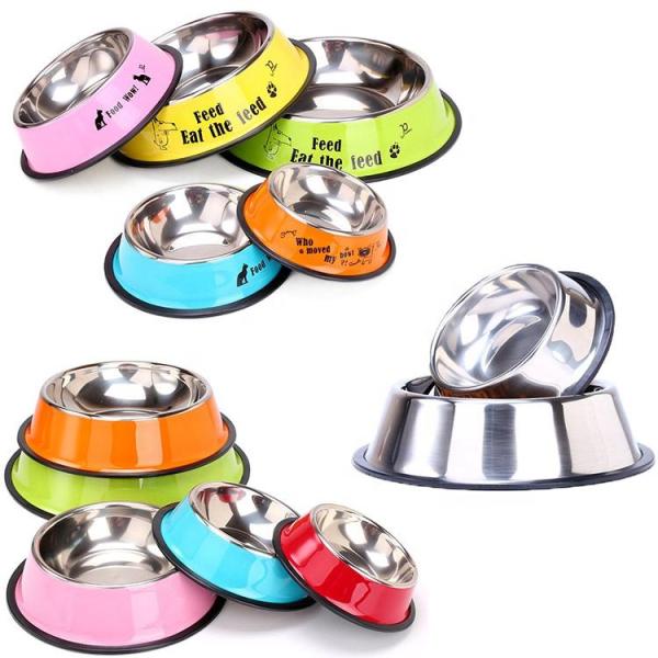 Cuencos para comida para perros de 10 oz - 50 oz, cuencos para perros de acero inoxidable con recubrimiento en polvo