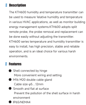 KTH610 Temperature And Humidity Transmitter