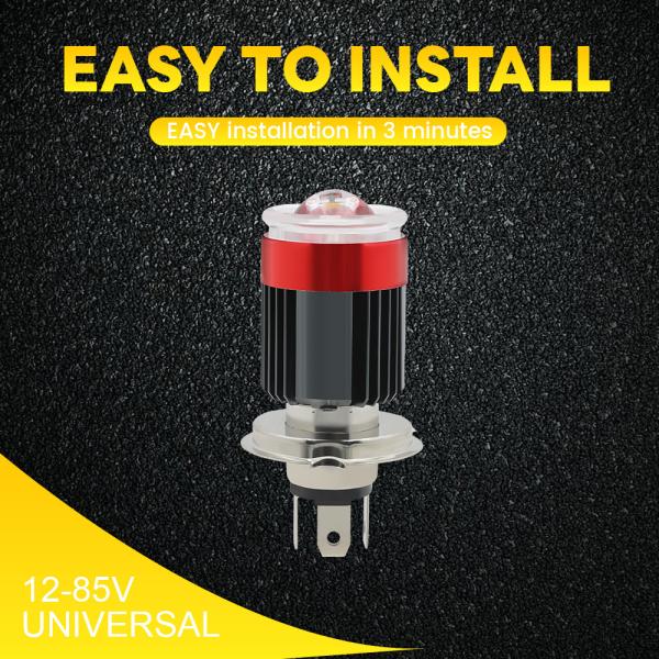 H4 BA20D Black Casing 80V Universal Motorcycle LED Headlight Bulb