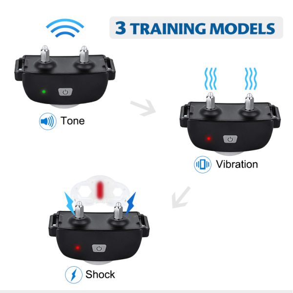 Waterproof Rechargeable Electric Dog Shock Collar Smart Pet Training Supplies with 3 Safe Modes Made of Plastic and Nylon