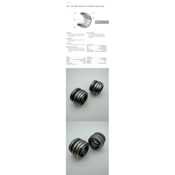 Ksb 4EB Single Cartridge Mechanical Seal For Etanorm-R Etaline-R Pump