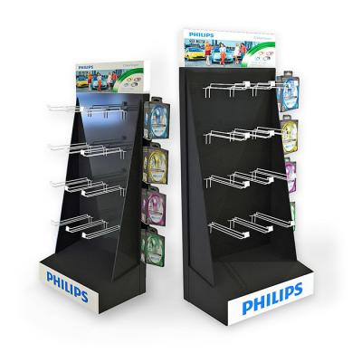 Custom Multifunctional Cardboard Stand Display With Metal Hooks For Advertising