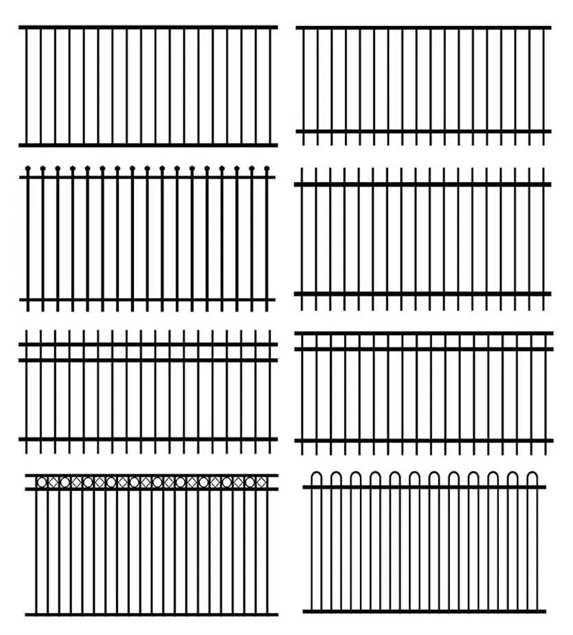 Powder Coated Black Wrought Iron Fence Point / Spear Top Security Fencing