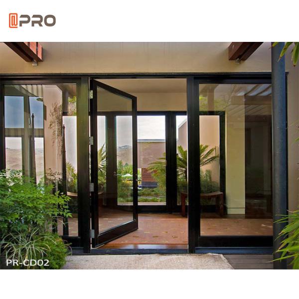 Aluminum Frame Hinged Door Glass Swing Entry Doors 1.2mm-2.0mm Profile Thickness