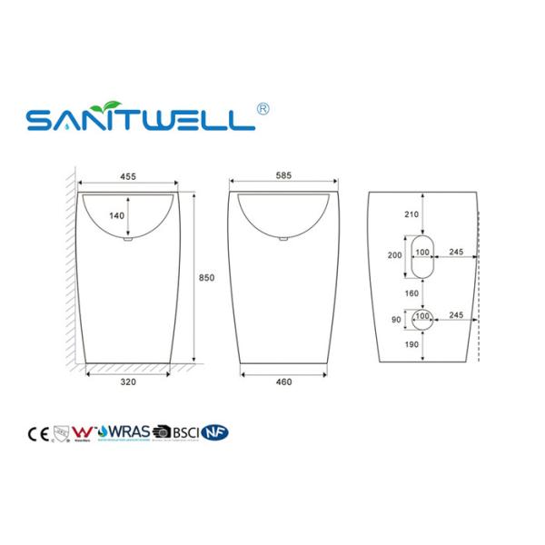 Contemporary Bathroom Pedestal Basins Ceramic Sink Basin With Size 585 * 455 * 850mm