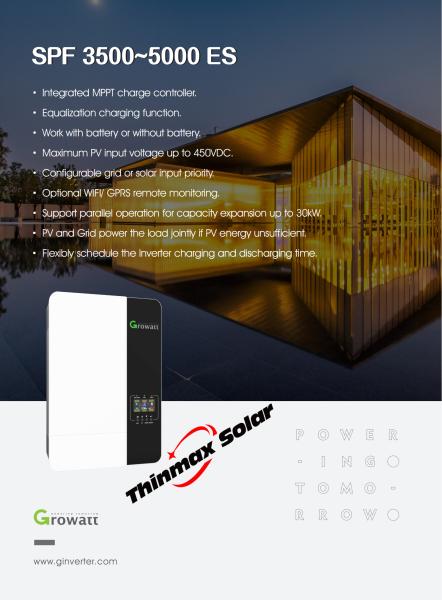 Split Phase Hybrid Solar Power Inverter Growatt Off Grid 120V 240V SPF 3500 ES 3.5KW