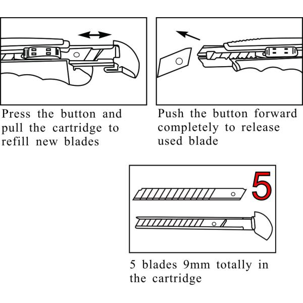 SX900 AUTO-LOAD Plastic Handle Snap-off Blade Cutters with 5 9mm blades