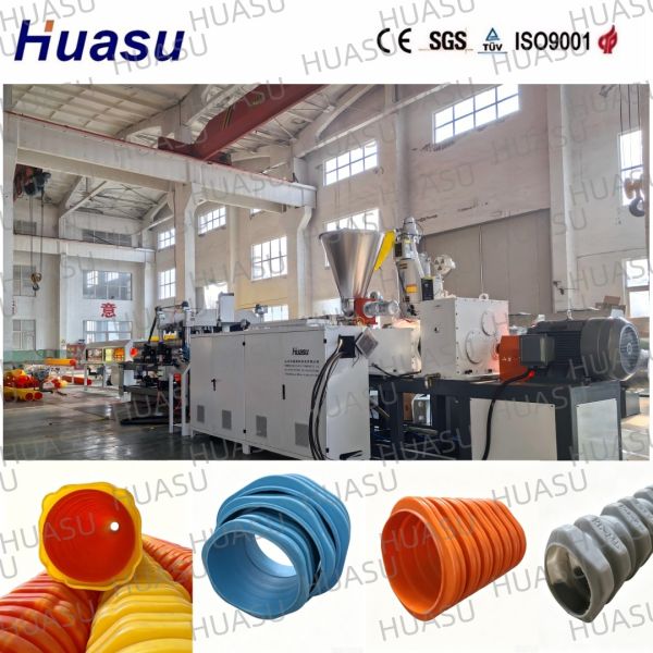 Gray Octagonal Plastic Corrugated Conduit Production Line Road Cable Buried Protective Pipe Extrusion Equipment