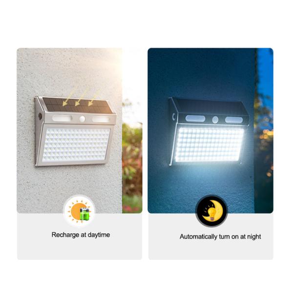 4 Lighting Modes Led Solar Outdoor Wall Porch Light With Motion Sensor IP65 Protection