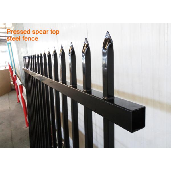 Pressed spear top black powder coated steel fencing / iron fence