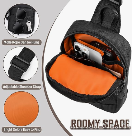 Small Sling Bag for Men, Tactical Inspired Waterproof Utility EDC Mini Crossbody Chest Bag for Travel Work Sport