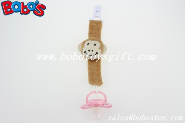 5.5 Plush Baby Pacifier Clip Brown Monkey Pacifier Holder Clip