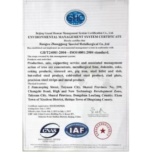 Jiangsu Zhonggongte Metallurgical Technology Co., Ltd. Certifications